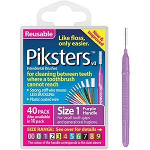 Piksters Interdental Brush  Sizes 1-6 - 10/40 Pack