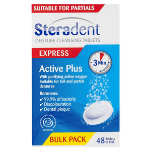 Steradent Active Plus / Extra Strength Whitening Denture Care Cleansing - 48 Tablets