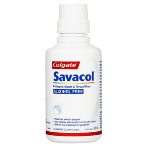 Colgate Savacol Mouthwash Fresh Mint Flavour / Savacol Alcohol Free Antiseptic Mouthwash - 300mL