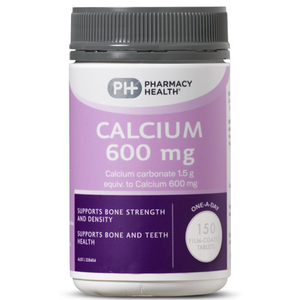 Pharmacy Health Calcium 600mg / Calcium 600mg + Vitamin D3 500IU - 150 Tablets