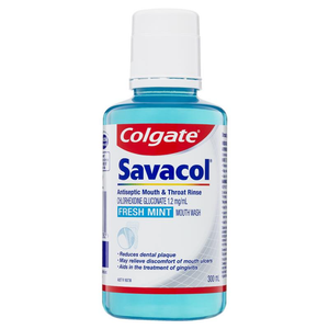 Colgate Savacol Mouthwash Fresh Mint Flavour / Savacol Alcohol Free Antiseptic Mouthwash - 300mL