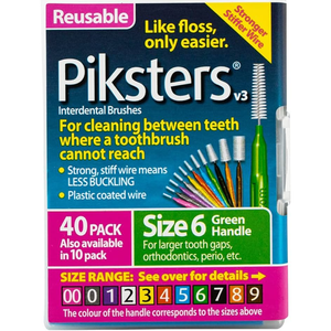 Piksters Interdental Brush  Sizes 1-6 - 10/40 Pack