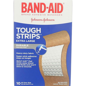 J&J Band Aid® Brand TOUGH STRIPS® Adhesive Bandages - 10 Strips