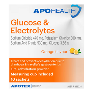 APOHEALTH Glucose & Electrolytes Orange Flavour - 10 Sachets