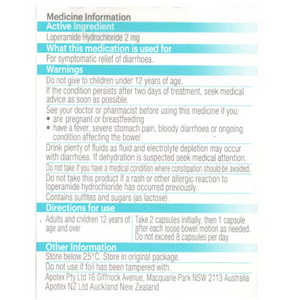 ApoHealth Diarrhoea Relief - 2mg 20 Capsules