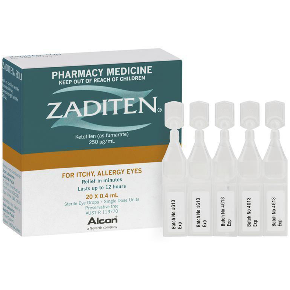 Zaditen 0.025% Eye Drops Unit Dose - 0.4mL 20 Single Dose Units