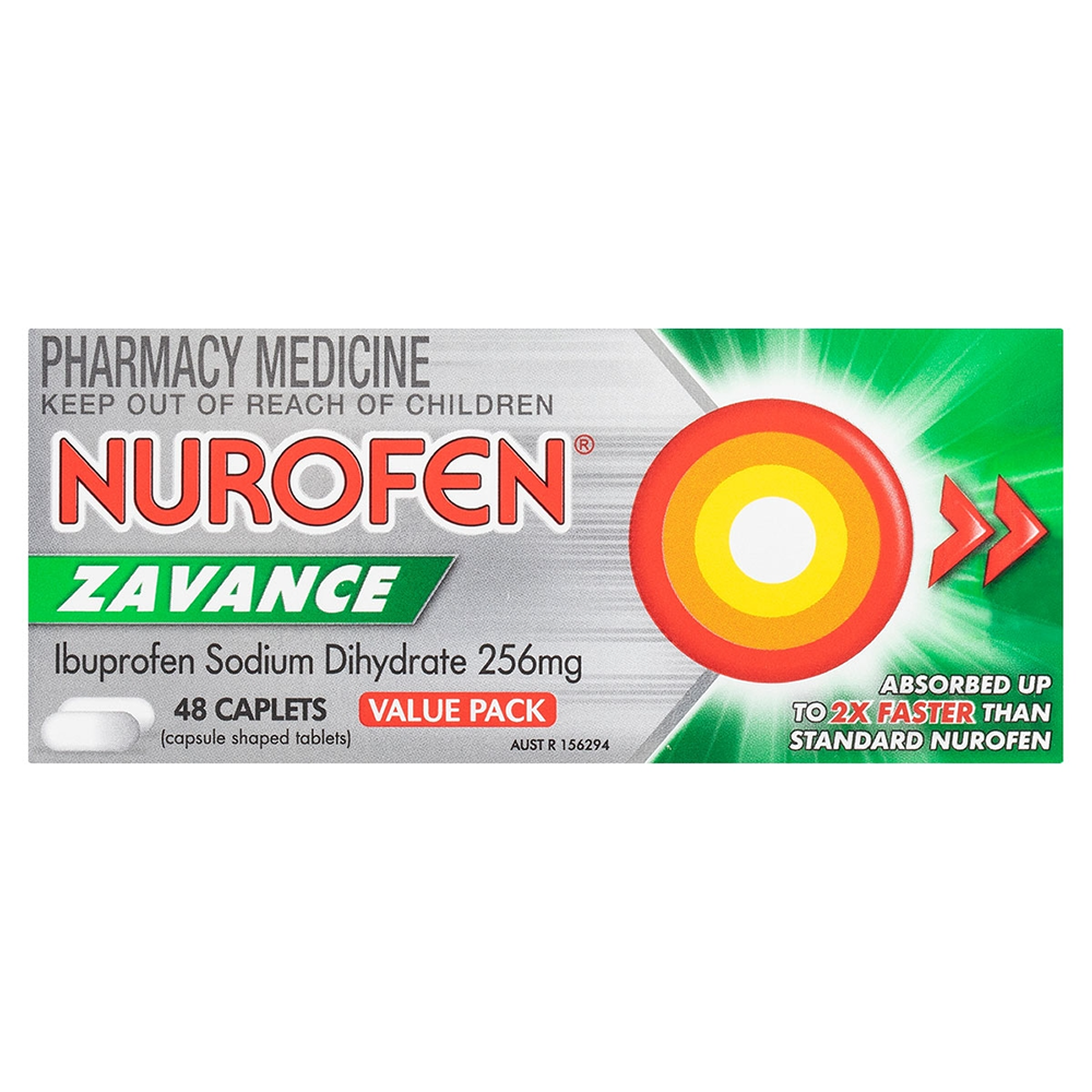 Nurofen Zavance Fast Pain Relief Caplets 48 pack - 256mg Ibuprofen