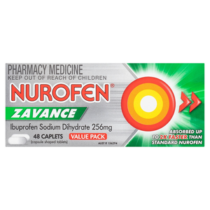 Nurofen Zavance Fast Pain Relief Caplets 48 pack - 256mg Ibuprofen