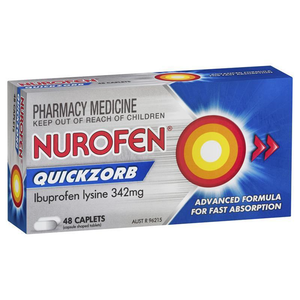 Nurofen Quickzorb Pain Relief Caplets 48 Pack Ibuprofen Lysine 342mg