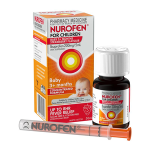 Nurofen for Children Baby 3+ Months Concentrated Pain and Fever Relief Ibuprofen 200MG/5ML Strawberry - 50ml