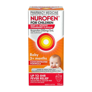 Nurofen for Children Baby 3+ Months Concentrated Pain and Fever Relief Ibuprofen 200MG/5ML Strawberry - 50ml