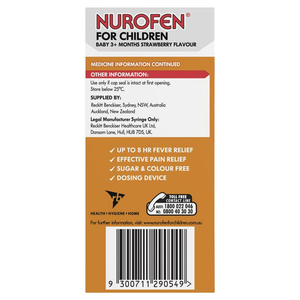 Nurofen for Children Baby 3+ Months Concentrated Pain and Fever Relief Ibuprofen 200MG/5ML Strawberry - 50ml