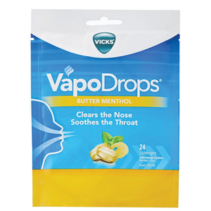 VICKS VapoDrops - 24 Lozenges Butter Menthol/Original/Peppermint