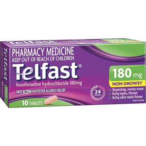 Telfast Hayfever Allergy Relief - 180mg 10/50 Tablets