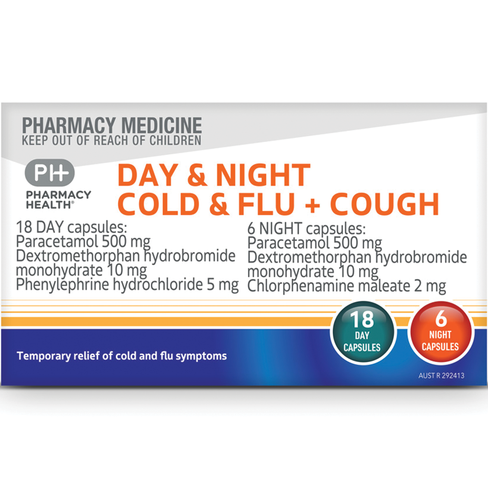 Pharmacy Health Day & Night Cold & Flu + Cough - 24/48 Capsules