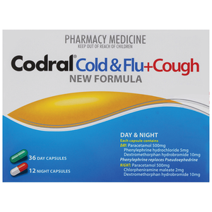 Codral Cold & Flu+Cough - 24/48 Capsules