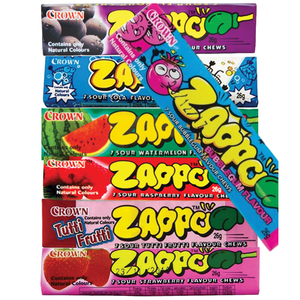 Crown Zappo Chew - 5packs Grapes/Strawberry/Variety Flavours