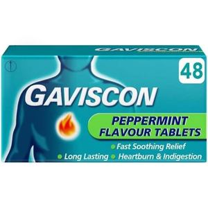 Gaviscon Heartburn and Indigestion Relief Peppermint Flavour - 24/48 Tablets