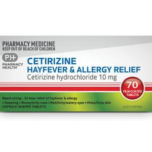 Cetirizine Hayfever & Allergy Relief - 10mg 10/50/70 Tablets