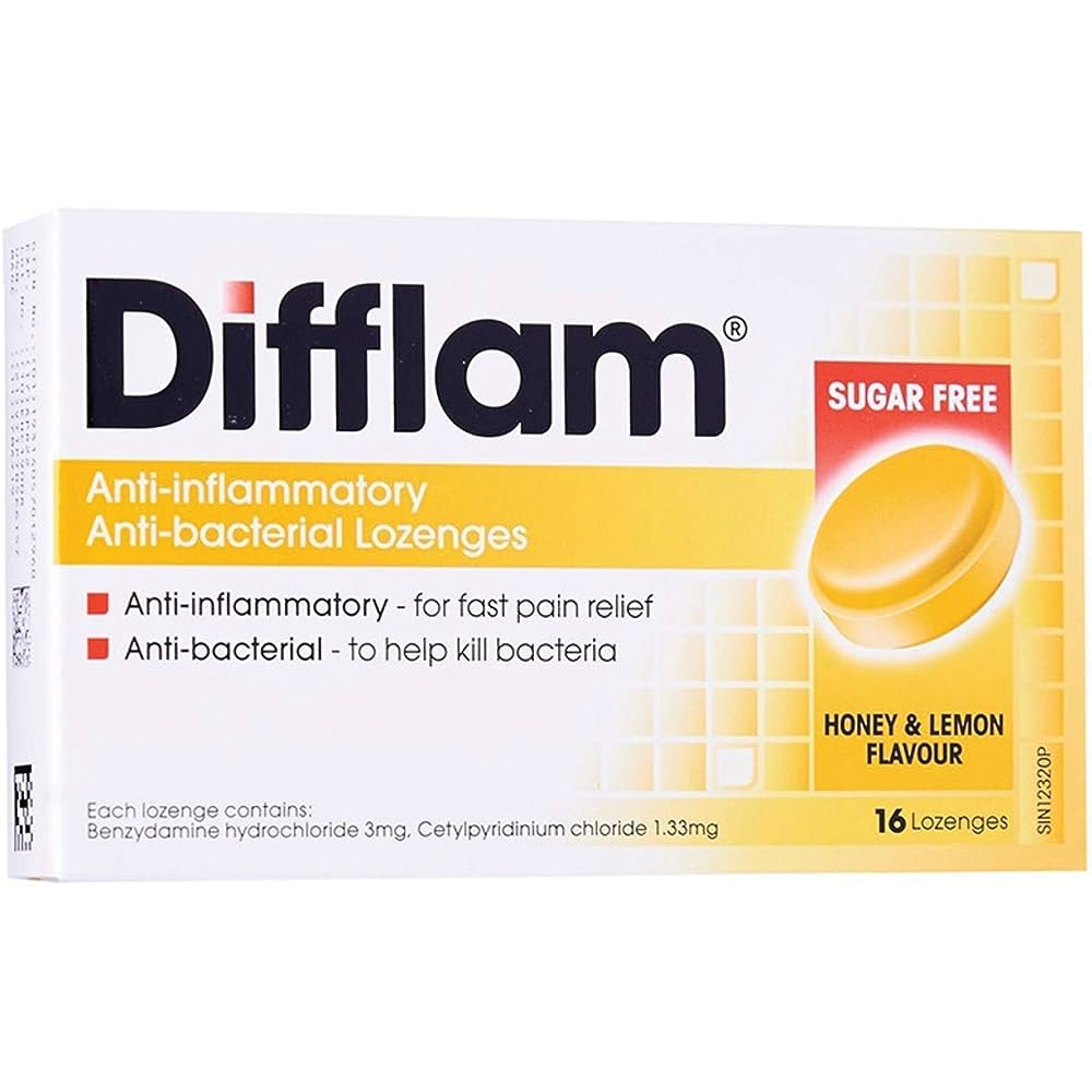 Difflam Sugar Free - 16 Lozenges Orange/Honey & Lemon/Raspberry Flavour