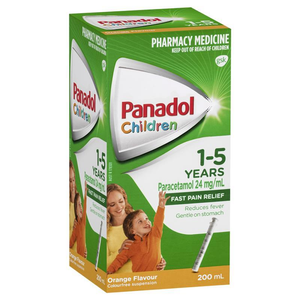 Panadol Children 1-5 Years Suspension Fever & Pain Relief Orange/Strawberry Flavour 200mL