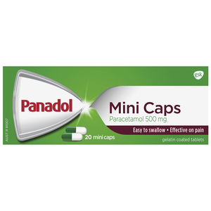 Panadol Mini Caps for Pain Relief, Paracetamol - 20/48/96 Mini Caps 500mg