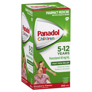 Panadol Children 5-12 Years Suspension Fever & Pain Relief Orange/Strawberry Flavour 200mL