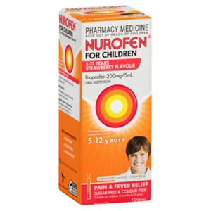 Nurofen For Children 5 To 12 Years Concentrated Pain & Fever Relief 200MG/5ML Orange/Strawberry - 100ml/200ml