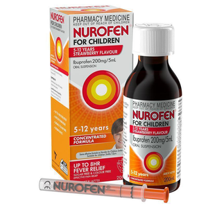 Nurofen For Children 5 To 12 Years Concentrated Pain & Fever Relief 200MG/5ML Orange/Strawberry - 100ml/200ml